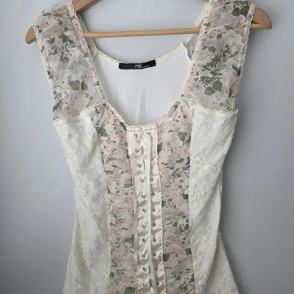 🌸 Jane Norman Lace Floral Corset Top | UK 16 / EU 42 Y2k Cottage - Picture 3 of 13